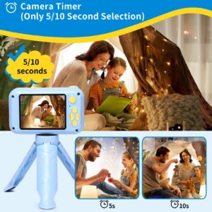 Kids Camera,2.4in IPS Screen Digital Camera,180°Flip Lens Camera,Children Selfie Camera with Playback Game,Christmas/Birthday Gift for 4 5 6 7 8 9 10 11 Year Old Girl Boy (Blue)