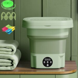 Green Portable Mini Washing Machine,Small Washer for Baby Clothes, Underwear,Foldable Small Washer