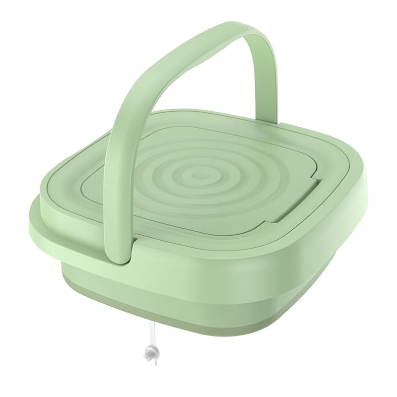 Green Portable Mini Washing Machine,Small Washer for Baby Clothes, Underwear,Foldable Small Washer