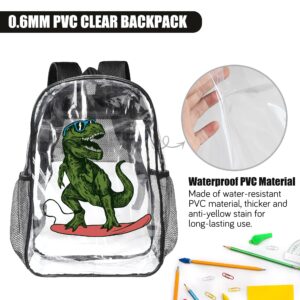 Gtonpum Clear Backpack for School, Heavy Duty PVC Transparent Bookbag Backpacks for Boys Adults Kids, See Through Backpack with Padded Straps for Security, College, Work, Concert, 17 IN (Dinosaur)