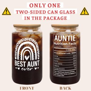 Aunt Gifts - Aunt Gifts from Niece, Nephew - Gifts for Aunt, Auntie Gifts - Aunt Birthday Gift, Mothers Day Gifts for Aunt, Aunt Valentine Gifts - Gifts for New Aunt, To Be Aunt - 16 Oz Can Glass