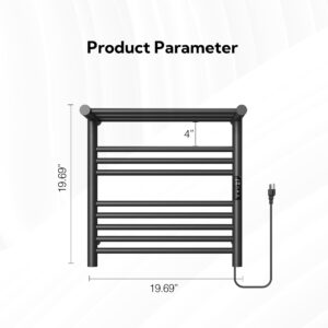 P&Bhursri Heated Towel Rack for Bathroom, Towel Warmer with Top Shelf, Wall Mounted Towel Warmer Rack, Hard-Wired/Plug-in, Matte Black