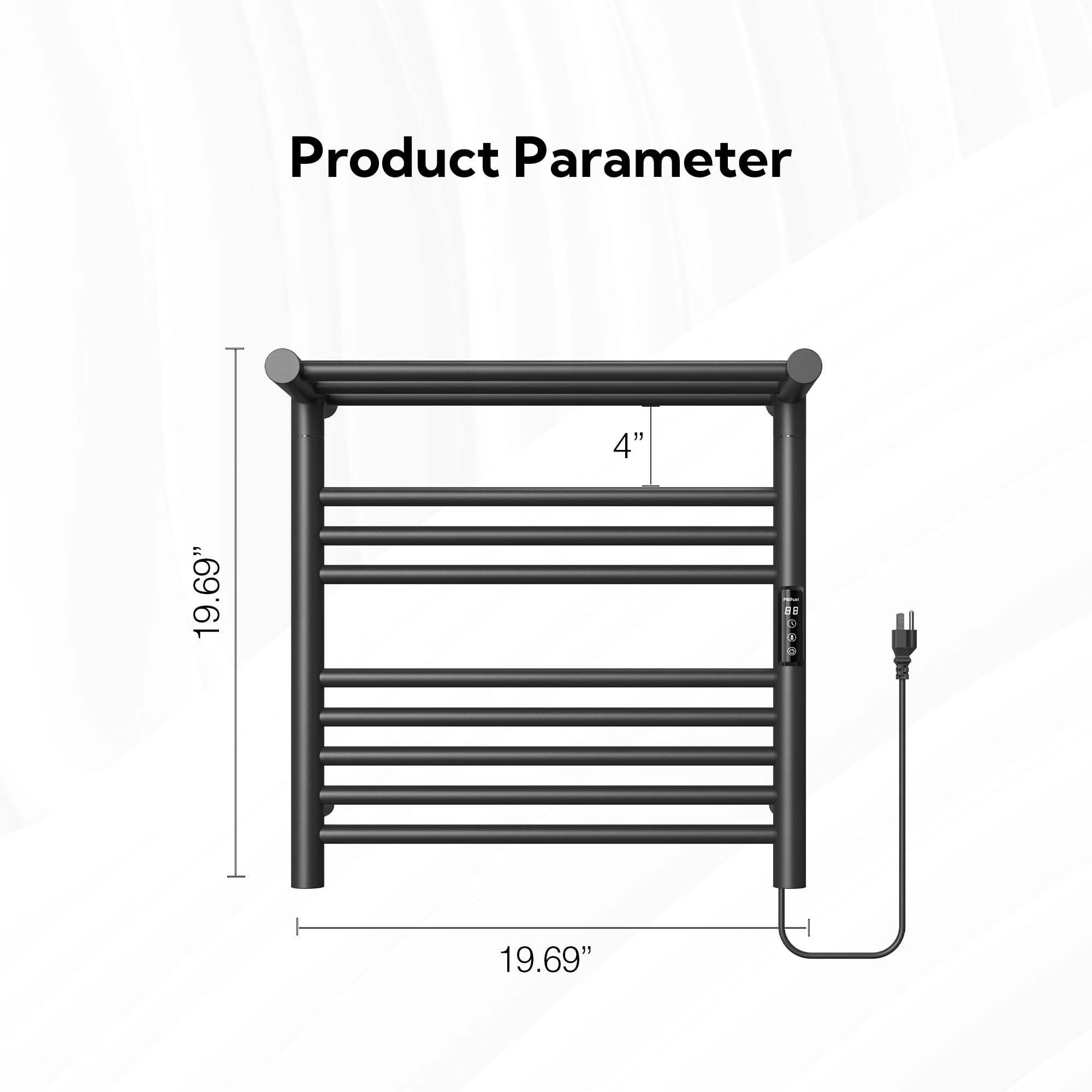 P&Bhursri Heated Towel Rack for Bathroom, Towel Warmer with Top Shelf, Wall Mounted Towel Warmer Rack, Hard-Wired/Plug-in, Matte Black