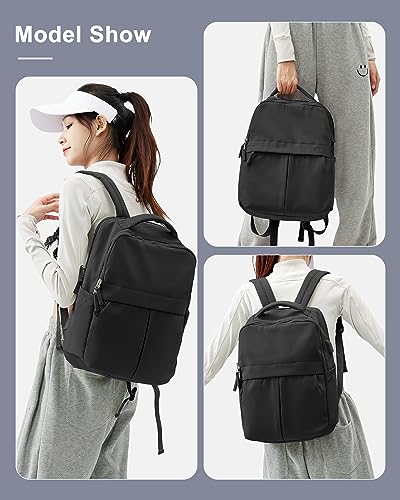 wepadre Black Travel Laptop Backpack For Women Men Sports Gym Backpack With Laptop Compartment College Backpacks For Women Waterproof Aesthetic Carry On Backpack For Traveling On Airplane