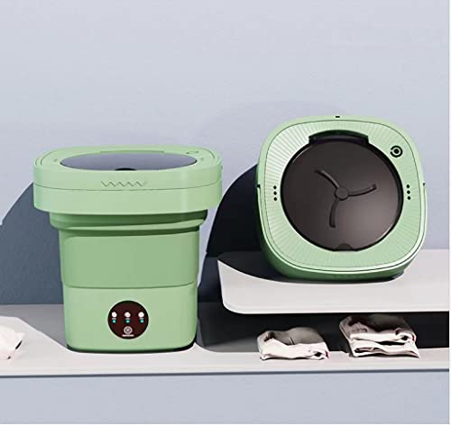 LiveGo Portable Washing Machine and Dryer Combo Perfect for Apartments, Dorms, and RVs Mini Foldable Washer with Disinfection Function - Convenient and Travel-Friendly Laundry Solution (green-6.5L)