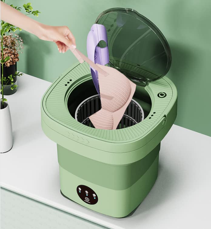 LiveGo Portable Washing Machine and Dryer Combo Perfect for Apartments, Dorms, and RVs Mini Foldable Washer with Disinfection Function - Convenient and Travel-Friendly Laundry Solution (green-6.5L)