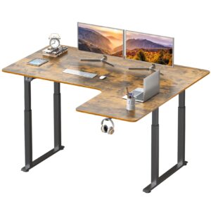 dripex standing desk, 63 x 43 inch l shaped desk, electric height adjustable dual motor sit stand desk, corner stand up desk, large computer workstation for home office with 4 stable legs