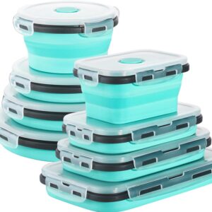 8 pack collapsible food storage containers with lids, collapsible storage containers sets silicone collapsible bowls for camping, rv accessories, travel trailer must (mixed oz) (8)