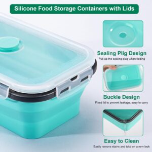 8 Pack Collapsible Food Storage Containers With Lids, Collapsible Storage Containers Sets Silicone Collapsible Bowls For Camping, RV Accessories, Travel Trailer Must (Mixed oz) (8)