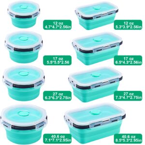 8 Pack Collapsible Food Storage Containers With Lids, Collapsible Storage Containers Sets Silicone Collapsible Bowls For Camping, RV Accessories, Travel Trailer Must (Mixed oz) (8)