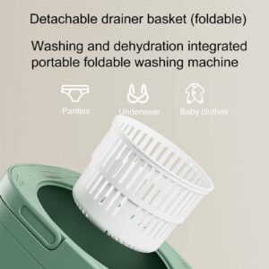 Portable Washing Machine, Folding Mini Washing Machine with Drain Basket, Fully-automatic Electric Foldable Tub Laundry Washer and Soft Spin Dry for Socks, Baby Clothes, Towels, Delicate Items (Color