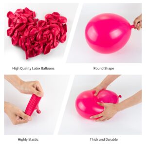 130pcs Hot Pink Balloons Garlands Kit, 18" 12" 10" 5" Different Sizes Pack Pink Latex Balloon Arch for Birthday Baby Shower Wedding Gender Reveal Party Decorations(With 2 Ribbons)