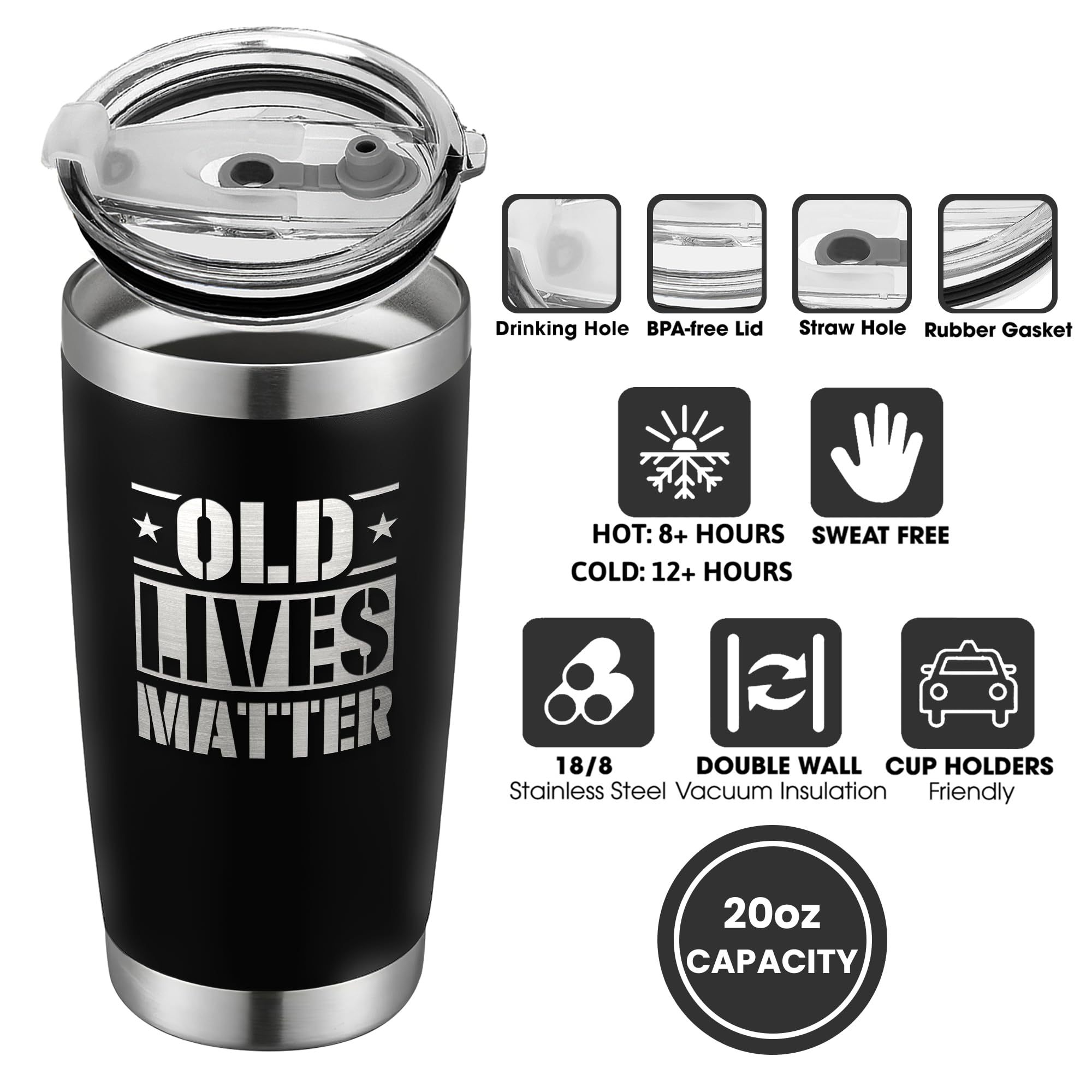 Gifts for Men - Birthday Gifts for Men - 40th, 50th, 60th, 70th, 80th Birthday Men Gift Ideas - Mens Gifts for Grandpa, Him, Dad, Husband - Father's Day Gifts for Men, Retirement Gifts - 20 Oz Tumbler