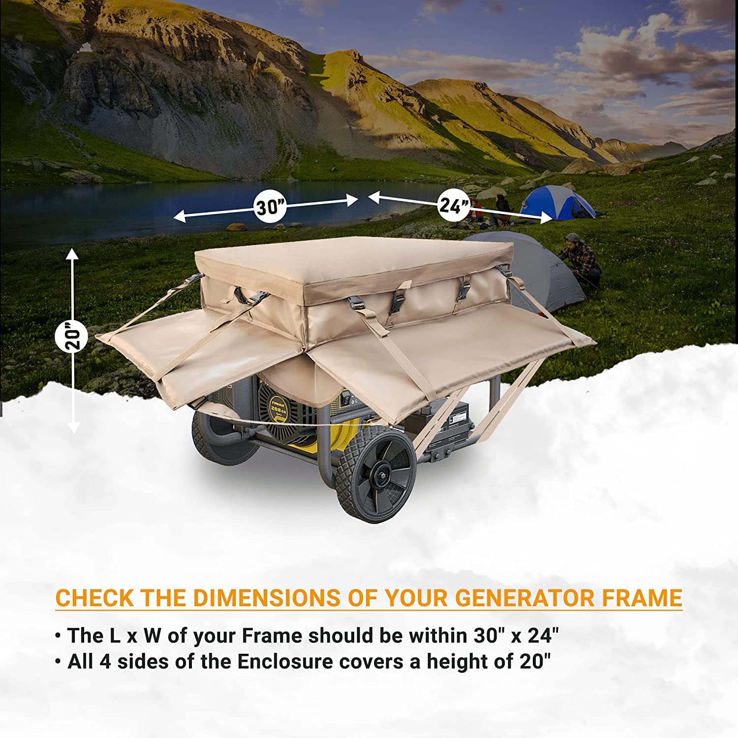 Generator Cover while Running with Inbuilt Frame for 3500w-12000w Generators 100% Waterproof Heavy Duty Portable Generator Enclosure Tent to Run in All Weather- 3 Layers Protection || 1 Year Warranty