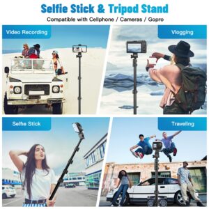 Phone Tripod, 70" Tripod Stand for Phone & Camera, Phone Tripod Stand with Remote and Phone Holder, Cell Phone Tripod for Recording/Vlogging/Live Streaming, Compatible with iPhone & GoPro