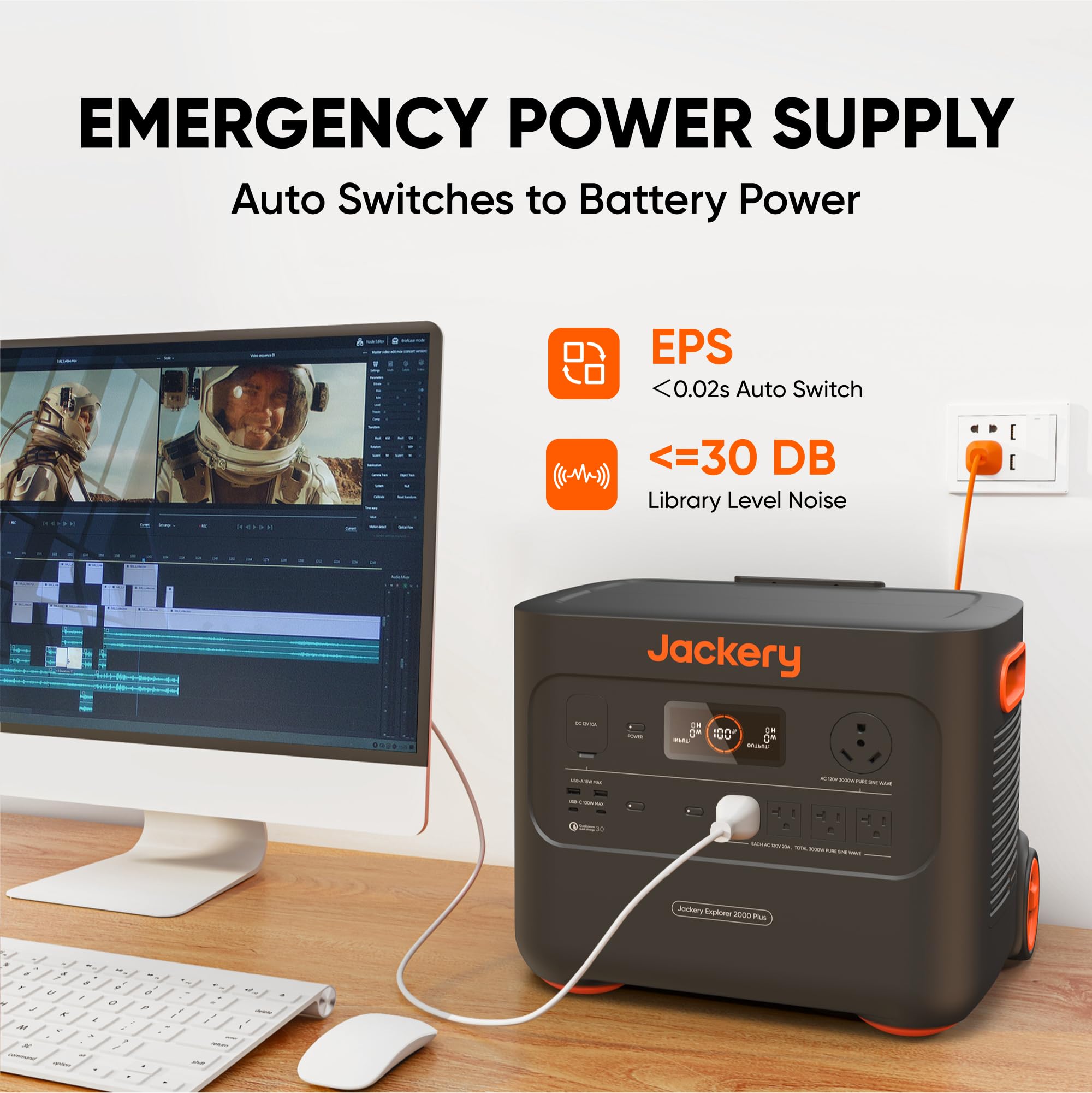 Jackery Solar Generator 2000 Plus 400W, 2042Wh LiFePO4 Battery 3000W Output, Portable Power Station with 2X200W Solar Panel, Fast Charging in 2H, Expandable for Outdoor RV Camping and Home Emergency