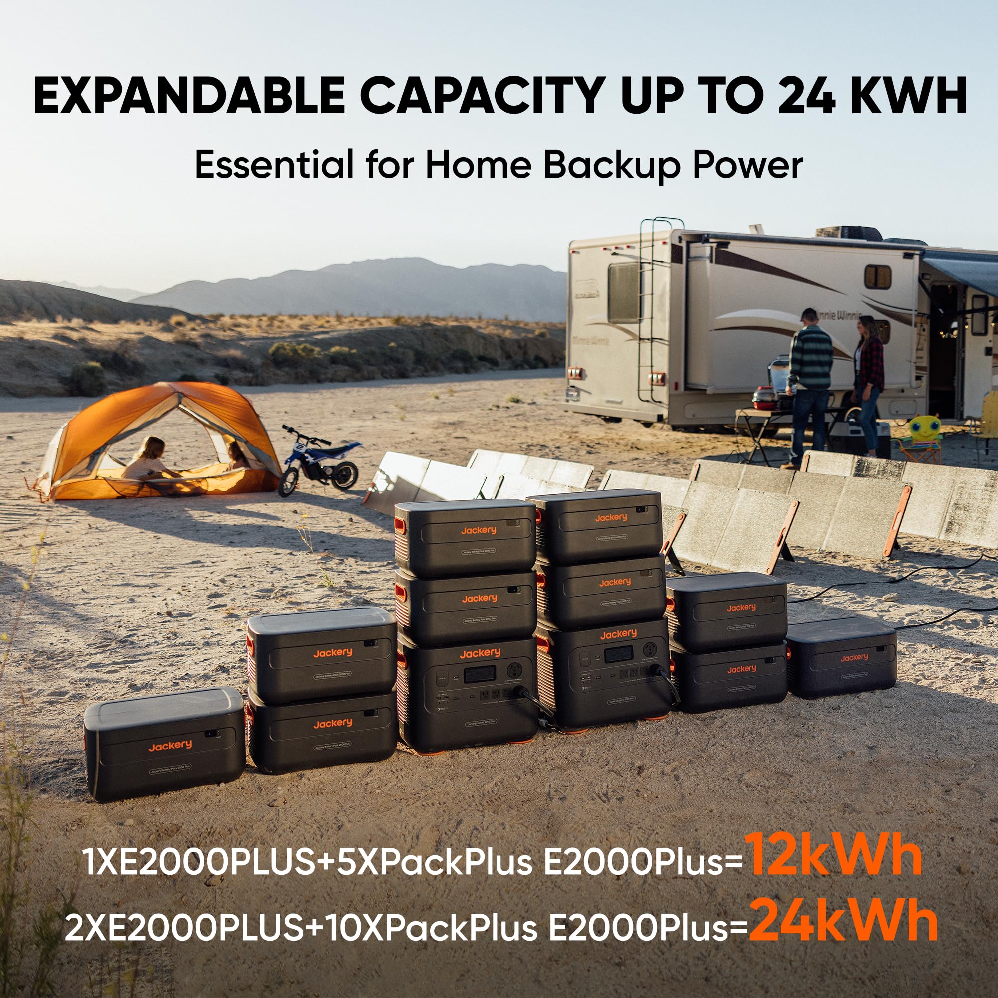 Jackery Solar Generator 2000 Plus 400W, 2042Wh LiFePO4 Battery 3000W Output, Portable Power Station with 2X200W Solar Panel, Fast Charging in 2H, Expandable for Outdoor RV Camping and Home Emergency