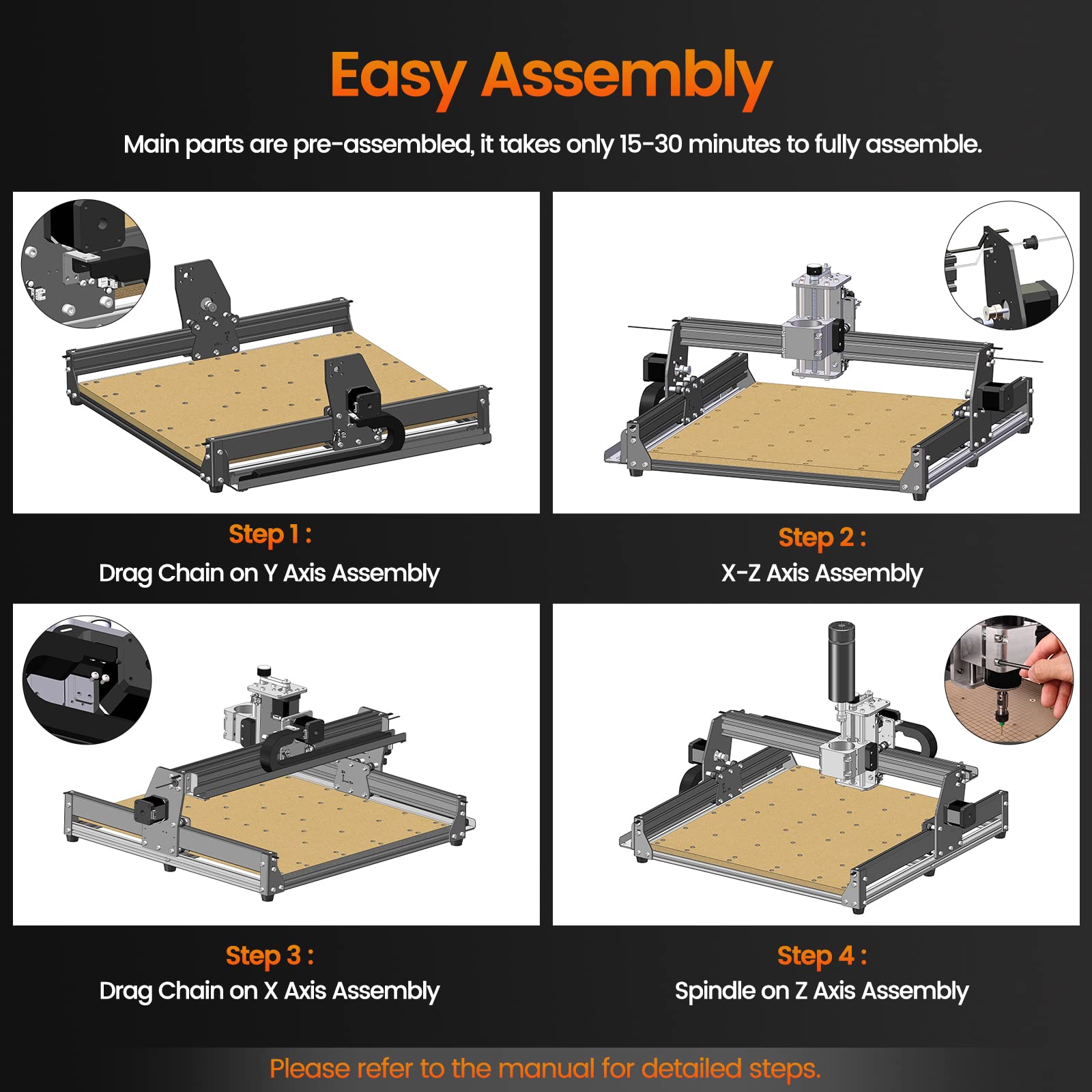 IKLESTAR 500W Spindle CNC Machine for Metal, 3 Axis Desktop CNC Router with Offline Controller, 430 x 390 x 90mm Working Area