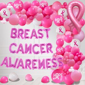 Breast Cancer Awareness Party Decorations Kit 130 Pcs Breast Cancer Awareness Balloons Arch Garland Pink Ribbon Balloons for Breast Cancer Awareness Pink Ribbon Party Decorations Supplies