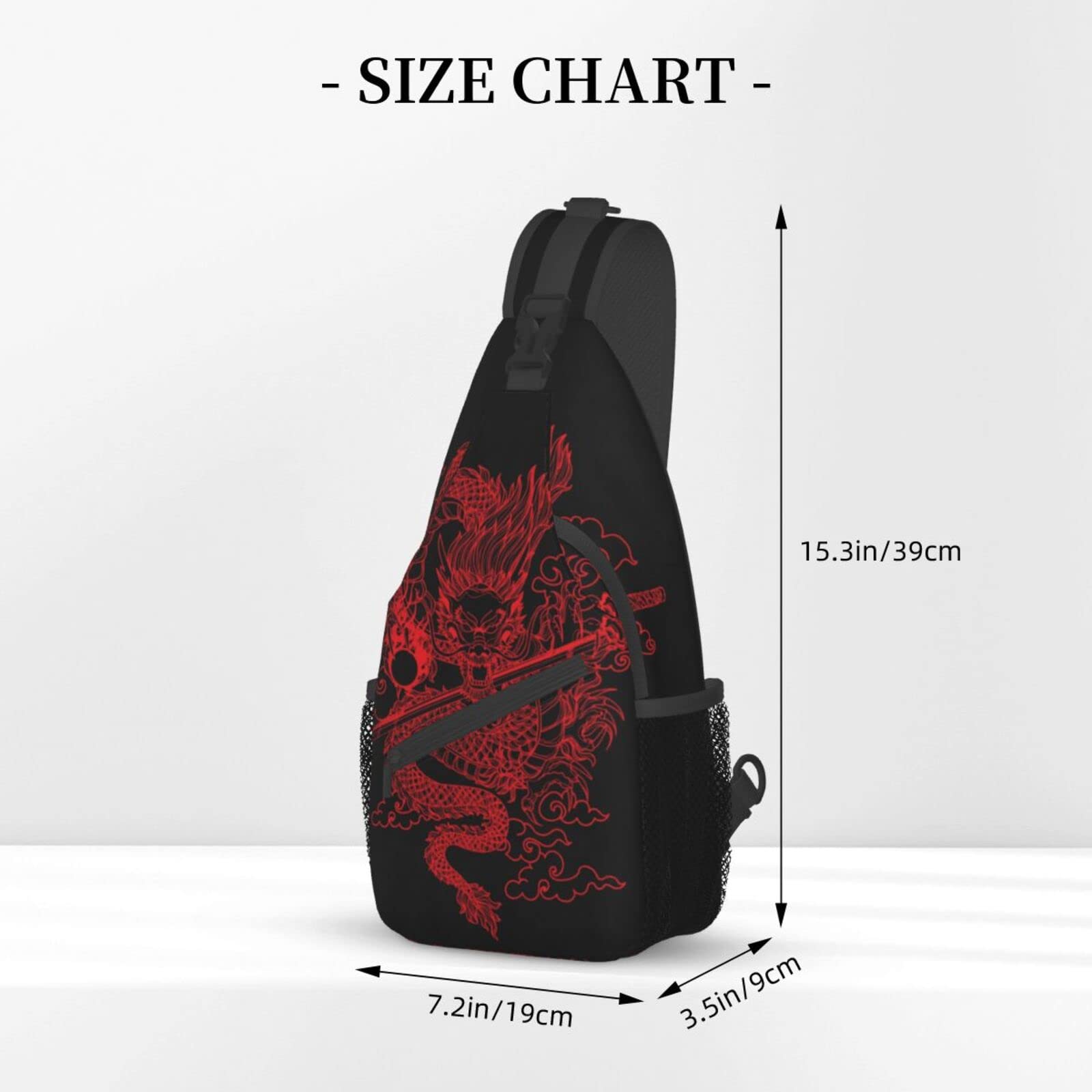 Chinese Japanese Dragon Sling Bag Sling Backpack Crossbody Chest Bag Daypack for Women Men Hiking Travel