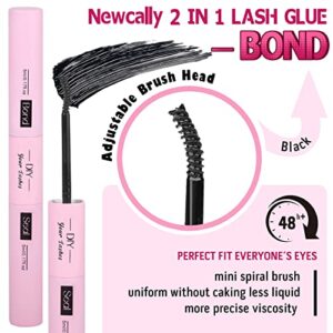 Lash Bond and Seal Lash Clusters Glue Long Lasting 2 in 1 Lash Glue for DIY Lash Extensions at Home Strong Hold Cluster Eyelash Adhesive Waterproof (5ml+5ml) by Newcally