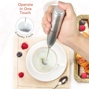 Hand Mixer Milk Frother for Coffee - Dutewo Frother Handheld Foam Maker for Lattes, Electric whisk Drink Mixer Mini Foamer for Cappuccino, Frappe, Matcha, Hot Chocolate Grey