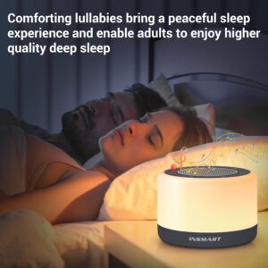 INSMART White Noise Machine, Sleep Aid Sound Machine with 8 Colors Night Lights for Baby Kid Adult, 32 Soothing Sounds 5 Timer Memory Function Full Touch Metal Grille for Office Travel Gift, Plug in