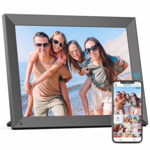 large digital photo frame wifi digital picture frame - 15-inch 32gb smart cloud electronic picture frame touch screen wall mountable, share photo video via app email instantly, gifts for father’s day