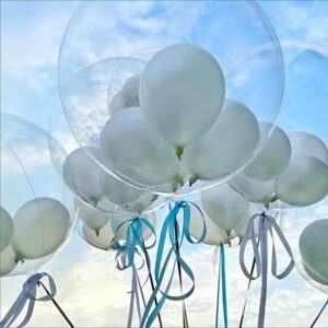 EEland 48 inch Large Clear Balloons for Stuffing,12pcs Clear Bubble Balloon Large BoBo Balloons- Large Transparent Balloon for Wedding Balloons,Christmas，Events, and Parties white balloons