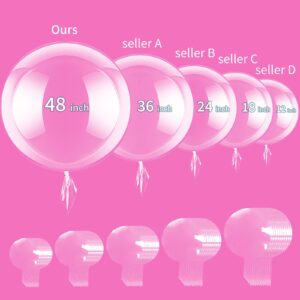 EEland 48 inch Large Clear Balloons for Stuffing,12pcs Clear Bubble Balloon Large BoBo Balloons- Large Transparent Balloon for Wedding Balloons,Christmas，Events, and Parties white balloons