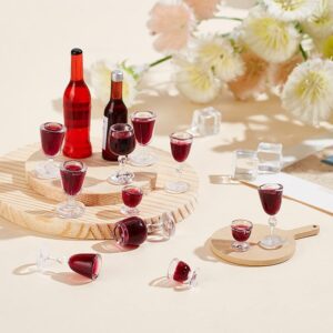 OLYCRAFT 4 Sets 4-Size Miniature Glass Cups Miniature Wine Red Wine Cups Goblet Cups Mini Plastic Glass Cup Set Mini Red Wine Cups Mini House Wine Cups for Minihouse Kitchen Decors