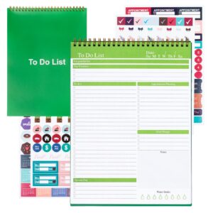 Smliekate To Do List Notepad, Undated To Do List Notebook, 52 Sheets (11.5" x 8.4") Spiral Bound Tear Off Daily Planner Student Planner and Work Planner - Green