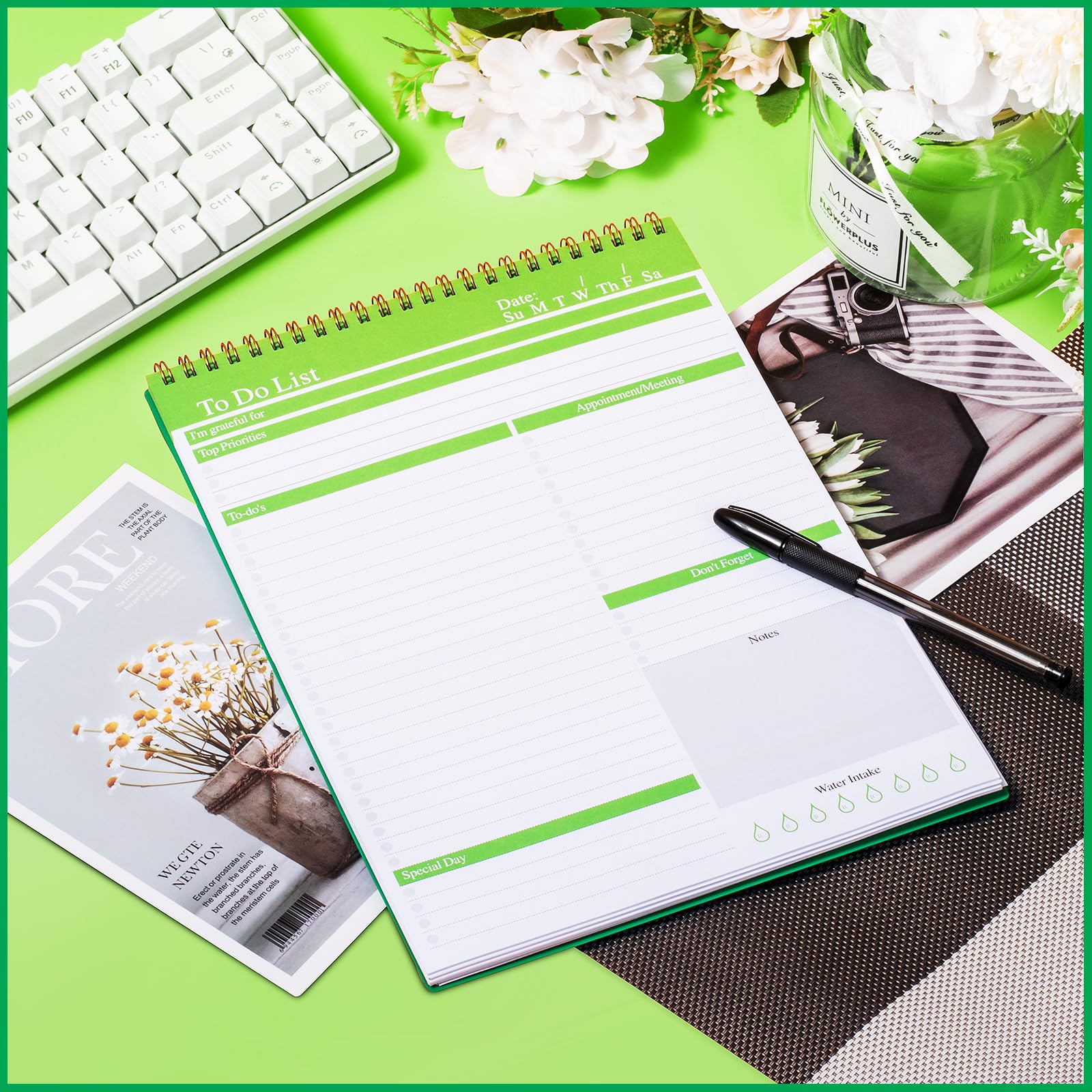 Smliekate To Do List Notepad, Undated To Do List Notebook, 52 Sheets (11.5" x 8.4") Spiral Bound Tear Off Daily Planner Student Planner and Work Planner - Green