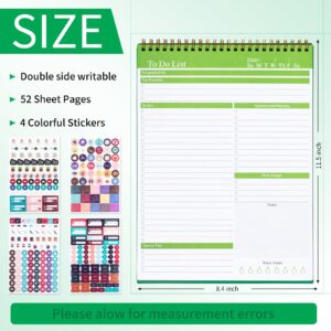 Smliekate To Do List Notepad, Undated To Do List Notebook, 52 Sheets (11.5" x 8.4") Spiral Bound Tear Off Daily Planner Student Planner and Work Planner - Green