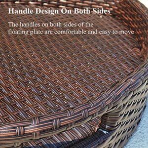 Creative Heart-Shaped Floating Pool Tray, Handmade Carefully Rattan Woven Serving Basket Table & Bar for Sandbars, Spas, Bath, and Parties, Serving Drinks, Brunch, Food on The Water
