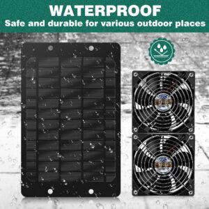 Gulfmew Solar Powered Waterproof Fan Kit, 10W Solar Panel with 2 Pcs High Speed Exhaust Fan, DIY Cooling System for Chicken Coop, Small Greenhouse, Dog House, RV, Shed, Gable, Attic