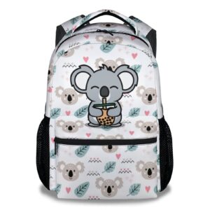cunexttime koala backpack for girls boys, 16 inch cute backpack for school, white lightweight durable bookbag for kids