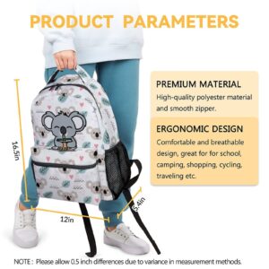 CUNEXTTIME Koala Backpack for Girls Boys, 16 Inch Cute Backpack for School, White Lightweight Durable Bookbag for Kids