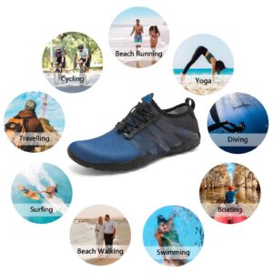 Racqua Mens Water Shoes Lightweight Barefoot Quick Dry Aqua Shoes Gradient Sports Shoes Beach Swim Surf Shoes Navy/Black 12 Women/11 Men