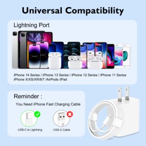 iPhone Charger Fast Charging 10ft 3-Pack USB C Wall Charger Adapter with Extra Long Type C to Lightning Cable for iPhone14/13/12/Pro/Pro Max/XS/X/SE