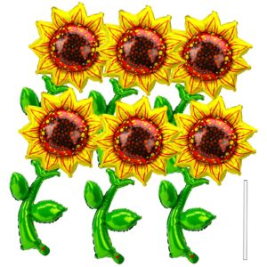 6 Pack Sunflower Balloons,Sunflower Mylar Balloon Arch Kit,Yellow Aluminum Foil Sunflower Balloon Garland, Sunflower Birthday Party Decorations, Sunflower Decorations for Party Wedding Shower,36 Inch