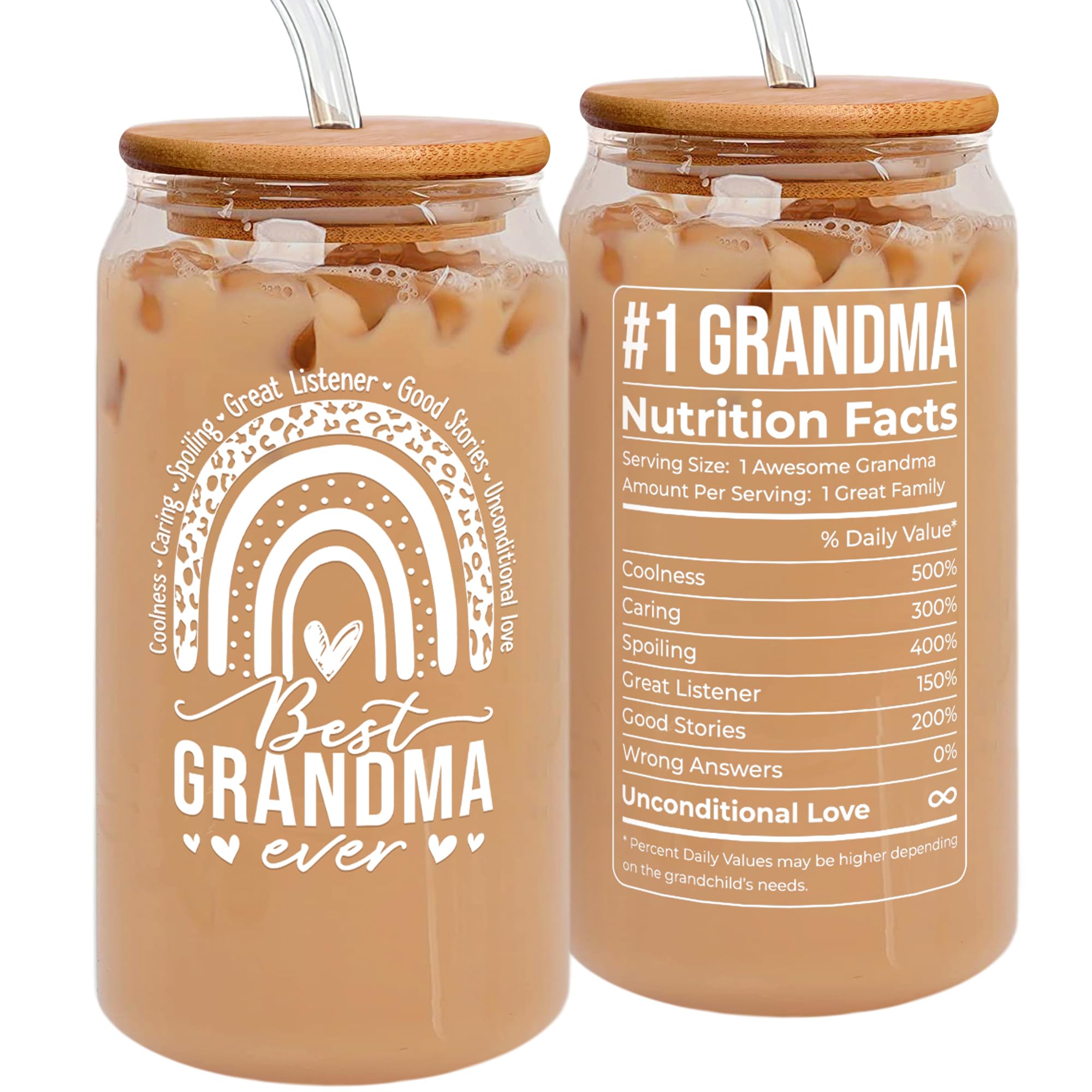 Gifts for Grandma - Gifts for Grandma Birthday Unique, Grandma Birthday Gifts from Grandchildren - Mothers Day Gifts for Grandma - Grandmother Gifts, Grandma Gift Ideas - 16 Oz Grandma Cup Can Glass