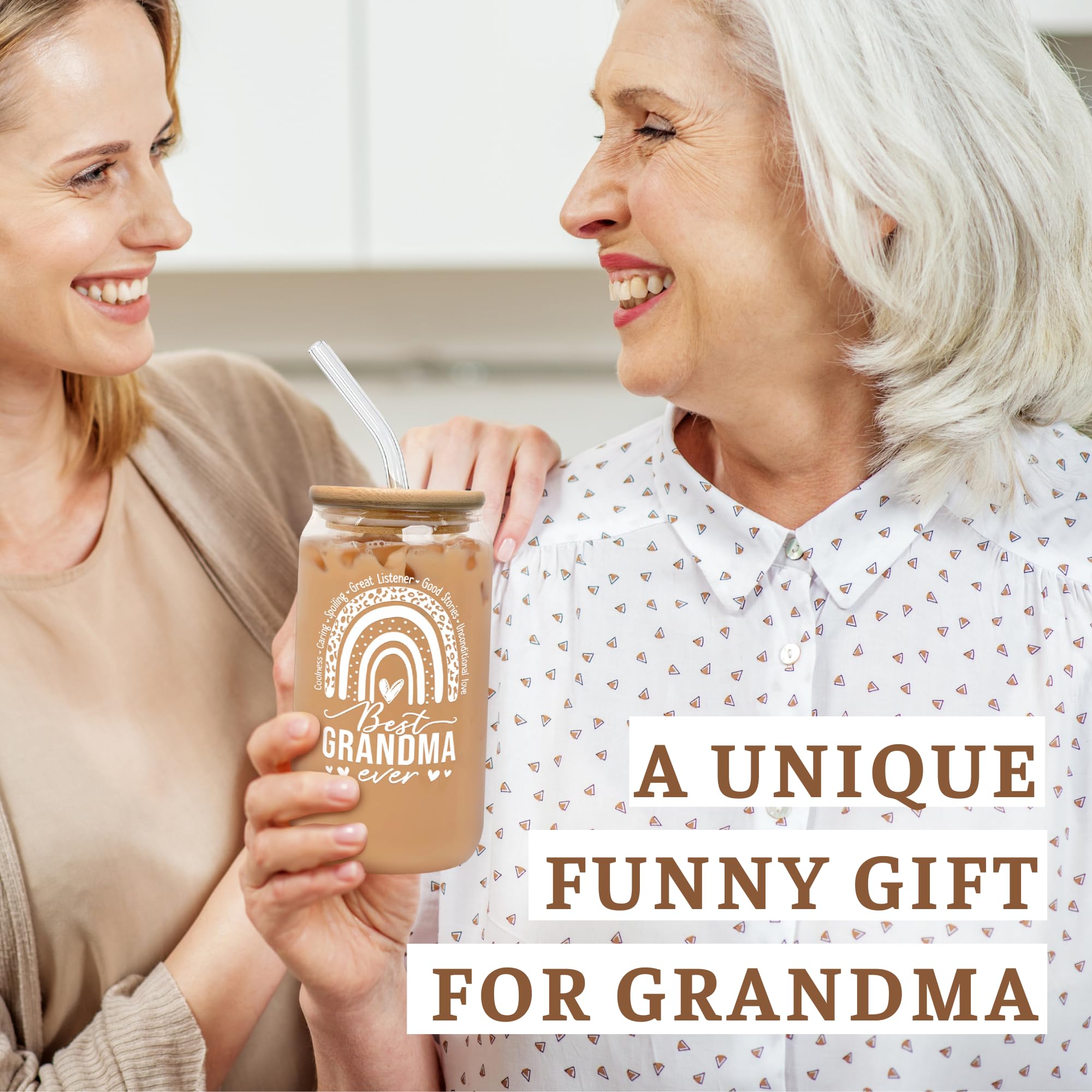 Gifts for Grandma - Gifts for Grandma Birthday Unique, Grandma Birthday Gifts from Grandchildren - Mothers Day Gifts for Grandma - Grandmother Gifts, Grandma Gift Ideas - 16 Oz Grandma Cup Can Glass