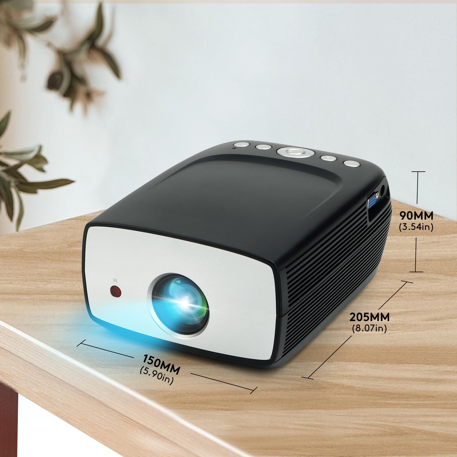 KELL HOME Mini Projector with Bluetooth 1080P Supported Zoom Film Projector Portable Home Theater Outdoor Movie Projector Compatible with PS4, VGA, TV Stick, HDMI，USB Port