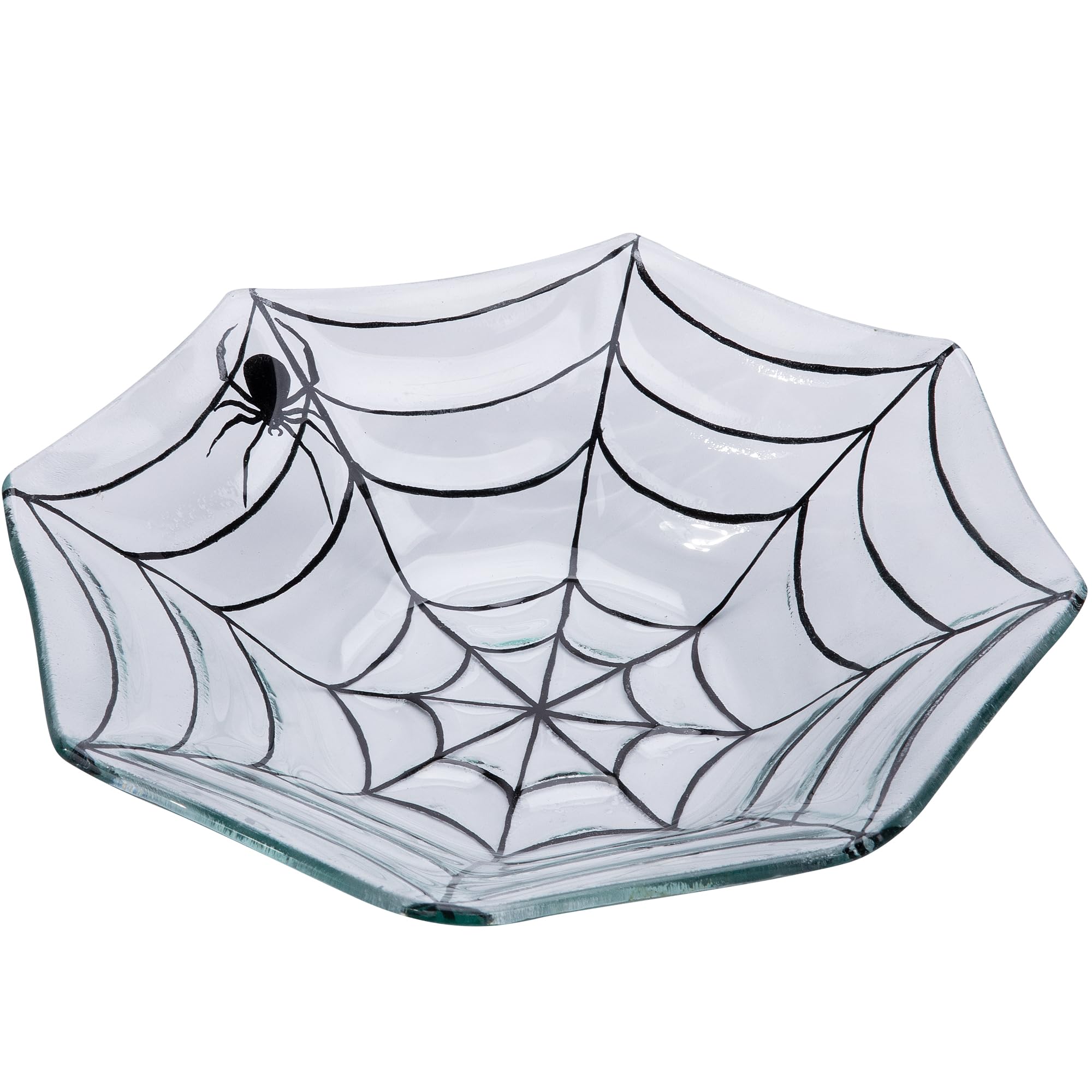 LFUTARI Glass Halloween Candy Bowl-Spider Web Candy Bowl Candy Dish -Decorative Treat Dish for Halloween Party Supplies