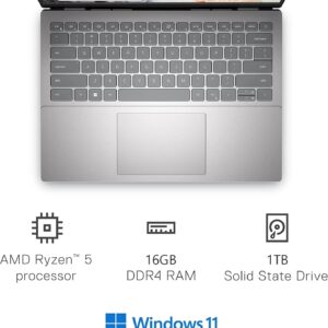 Dell Inspiron 14 Inch FHD Touchscreen Business Laptop, AMD Ryzen 5 5625U (6 Cores, Up to 4.3Ghz), 16GB RAM, 1TB SSD, Windows 11 Pro, Backlit Keyboard, Fingerprint Reader, Silver