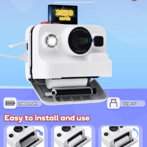 Dylanto Instant Print Camera for Kids,2.4 Inch Screen Kids Instant Cameras, Christmas Birthday Gifts for Girls Age 3-12, Portable Toddler Toy for 3 4 5 6 7 8 9 10 Year Old Girls Boys White