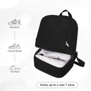 coofay Mini Black Backpack Purse For Women Anti Theft Backpack Small Gym backpack With Shoe Compartment Waterproof Backpack For College Aesthetic Backpack Simple Cute Backpack