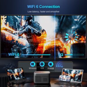 [Electric Focus]OTOUCH Projector Native 1080P 18000LM WiFi 6 Bluetooth 5.2 Projector 4K Support 4P/6D Keystone/50% Zoom/Phone Mirror/HiFi Speakers/Tripod/300''/Portable Case for Home/Outdoor 2024 New