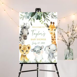 safari baby shower welcome sign, jungle welcome sign, baby shower zoo animal welcome sign, sage green shower decor, woodland baby shower welcome sign